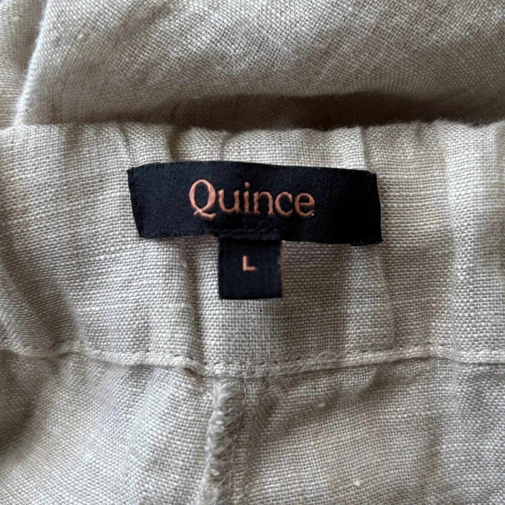 QUINCE Womens Flax 100% European Linen Tapered Ankle Pants Sz Large Elastic Wais - Picture 10 of 11